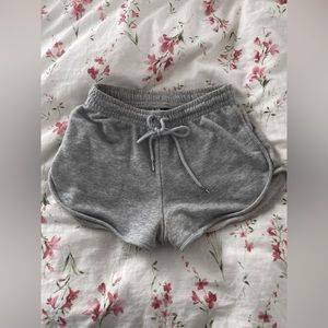 mid-rise grey sweatshorts